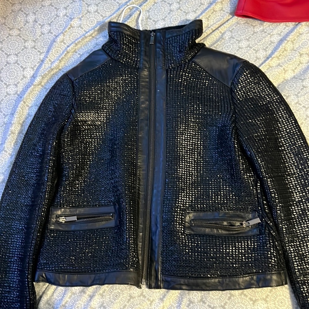 Black leather jacket, womens, size medium, stillman studio’s